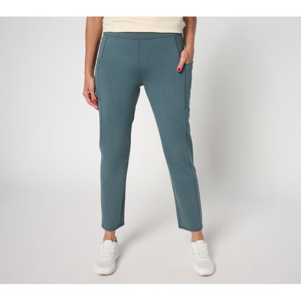 Denim & Co. Women's Pants Sz S Active Duo Slim Straight Ankle Pant Blue